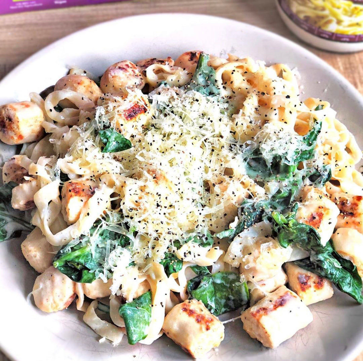 No-Cook Lazy Chicken Spinach Alfredo Pasta Recipe | Chicken Alfredo –