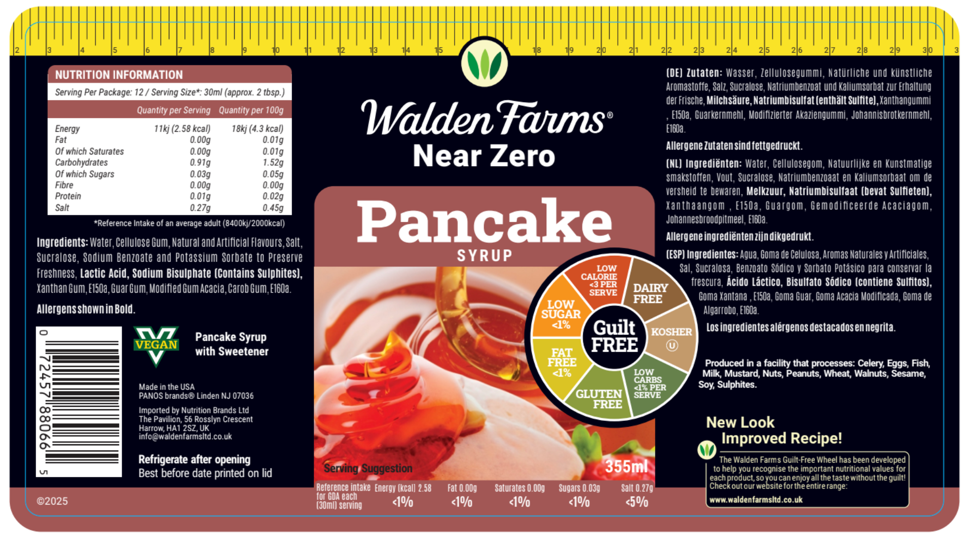 Gluten Free Vegan Pancake Syrup with Near Zero Fats, Sugar, & Calories