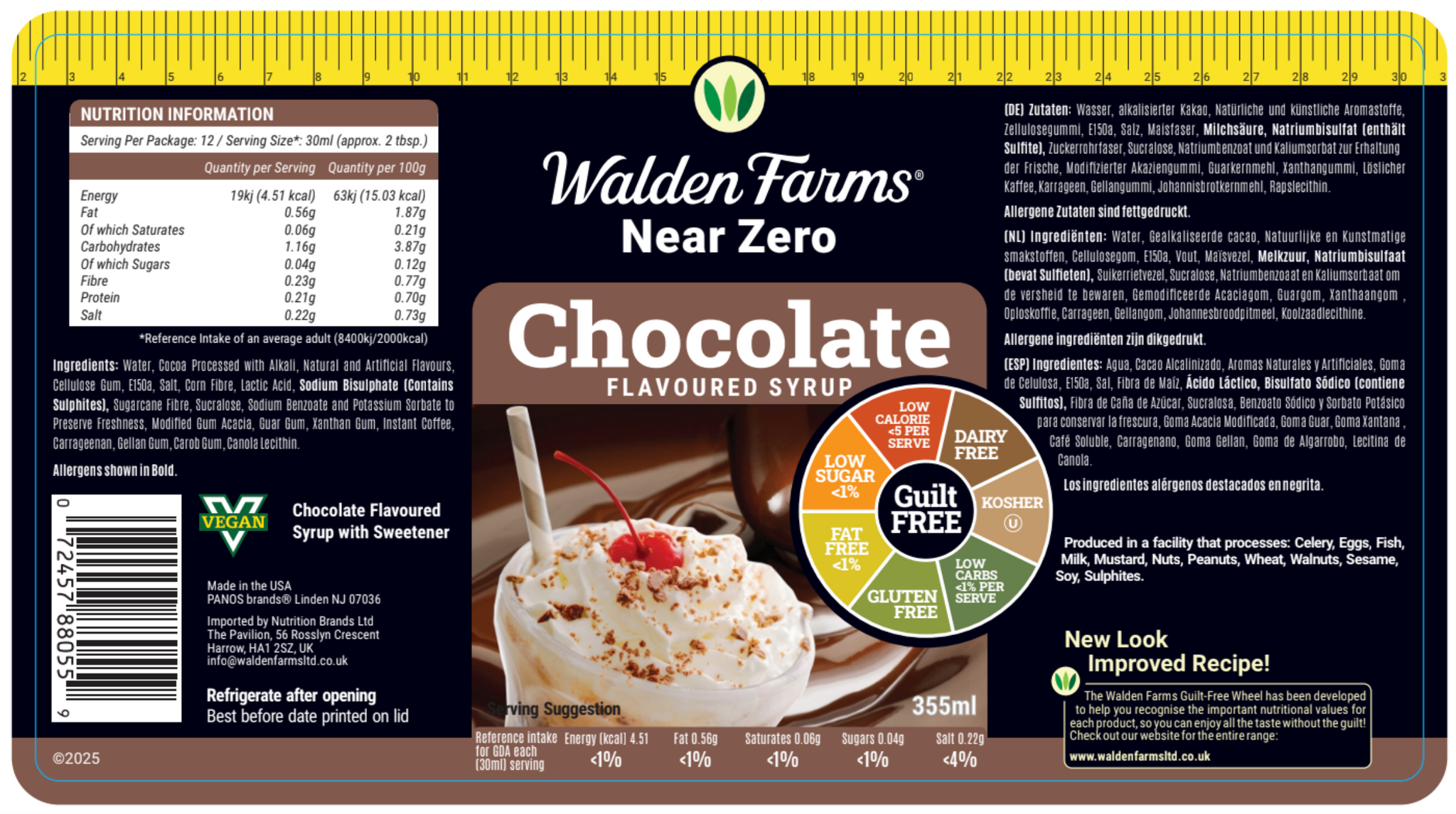 Gluten Free Chocolate Syrup with Near Zero Calories & Fats