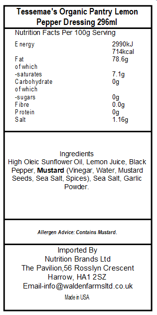 Tessemae's Organic Pantry Lemon Pepper Dressing 296ml